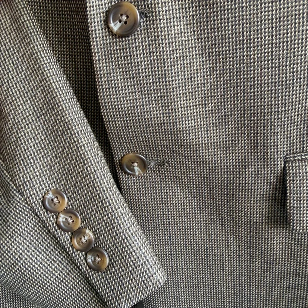 Lauren Ralph Lauren Wool Sport Coat Blazer Houndstooth Brown Men's 40R